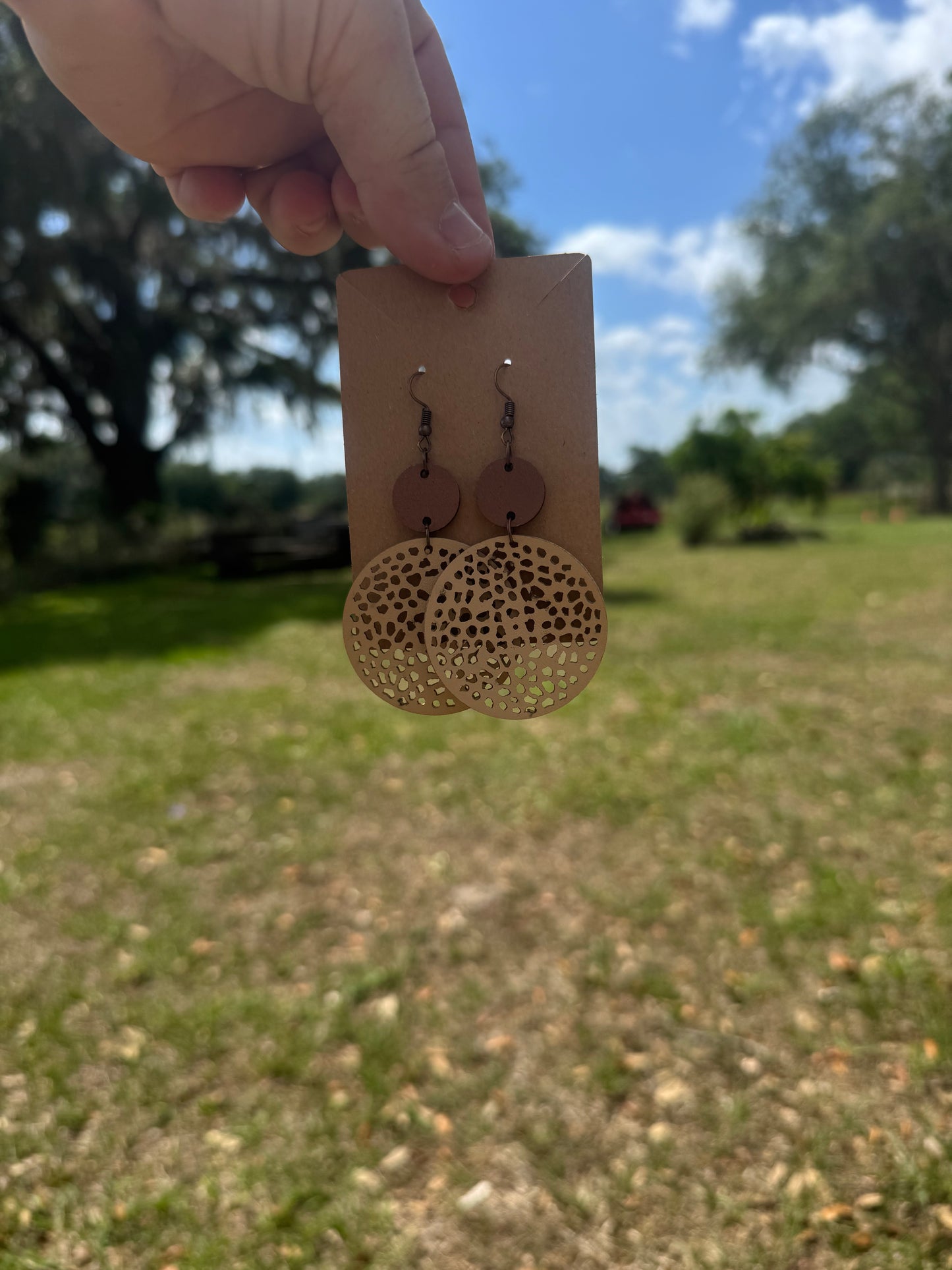 Circle wood look Earrings