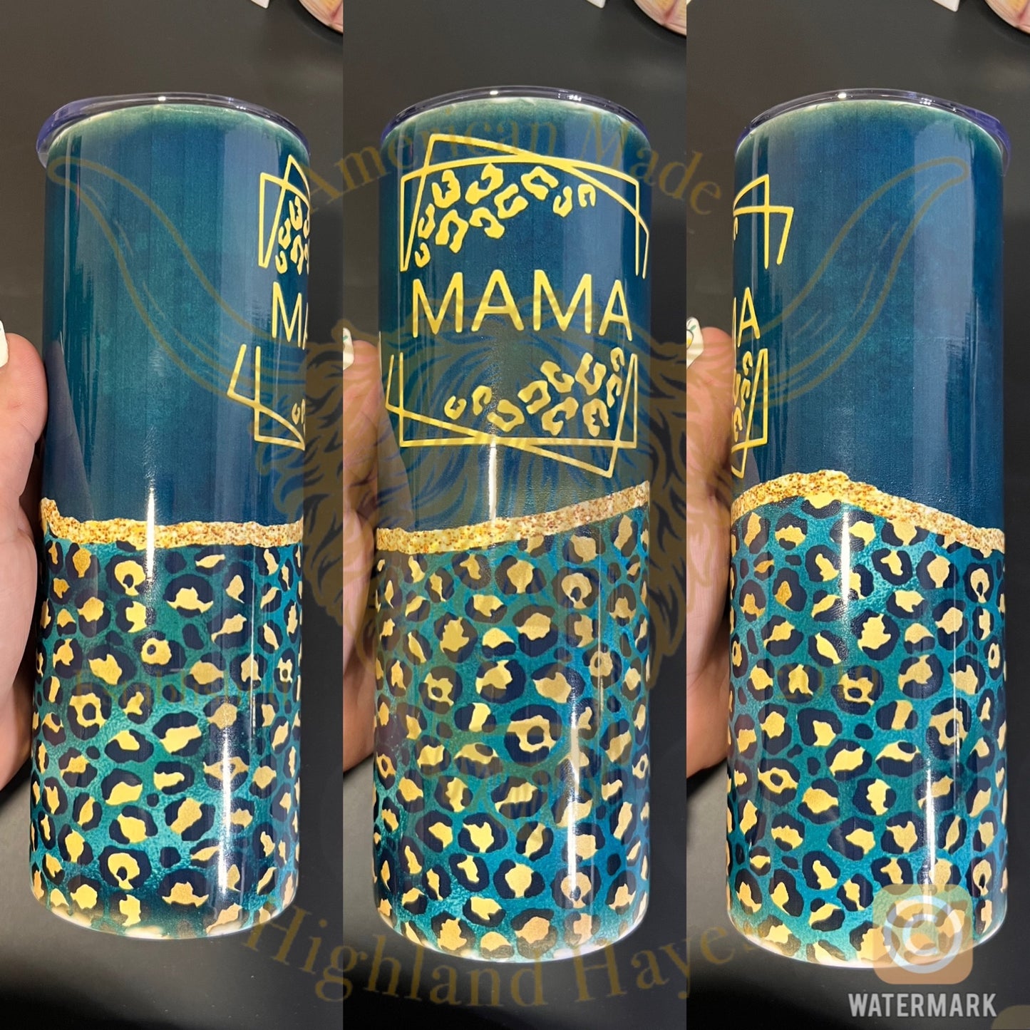 Green Leopard Mama Tumbler