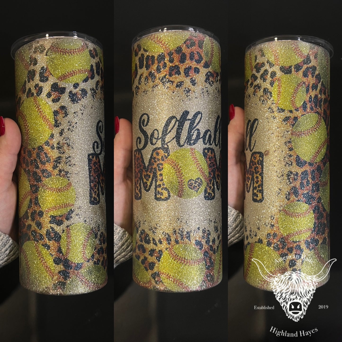 Glitter Softball Mom Tumbler