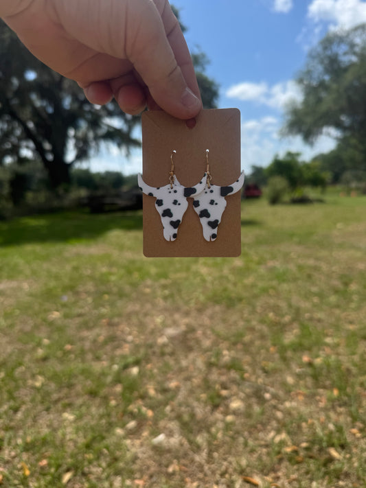 Cow Print Cow Head Earrings
