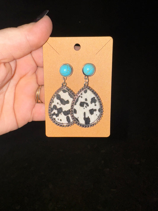 Turquoise cow earrings