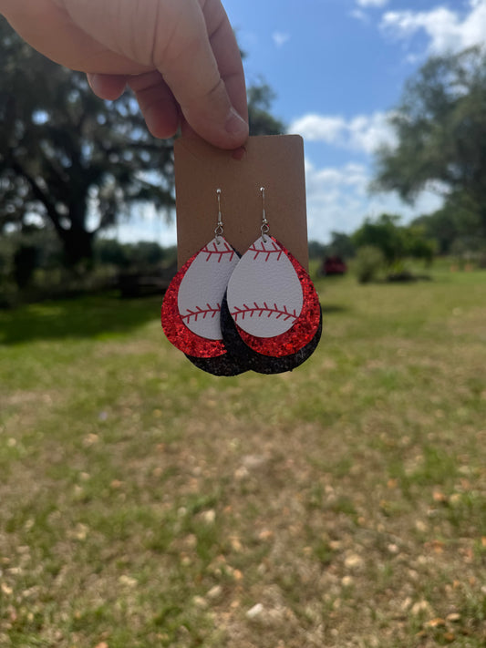 Baseball Glitter Earrings