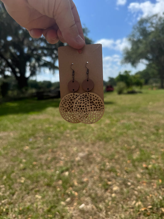 Circle wood look Earrings